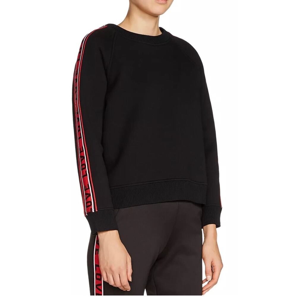 MAJE Toska "Love" Striped Sleeve Sweatshirt Black Red 1 (S)